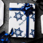Star of David Pattern | Blue Modern Happy Hanukkah Wrapping Paper<br><div class="desc">Minimal classic blue Bar/Bat Mitzvah and Hanukkah modern Star of David against a white background creates an elegant,  sophisticated design. For other coordinating colours or matching products,  visit JustFharryn @ Zazzle.com or contact the designer,  c/o Fharryn@yahoo.com  All rights reserved. #zazzlemade #christmasdecor</div>