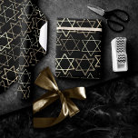 Star of David Pattern | Modern Gold on Black Wrapping Paper<br><div class="desc">Minimal classic gold Bar/Bat Mitzvah and Hanukkah modern Star of David against a solid background creates an elegant,  sophisticated design. For other coordinating colours or matching products,  visit JustFharryn @ Zazzle.com or contact the designer,  c/o Fharryn@yahoo.com  All rights reserved. #zazzlemade #christmasdecor</div>
