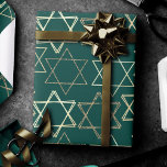 Star of David Pattern | Modern of Gold on Green Wrapping Paper<br><div class="desc">Minimal classic gold Bar/Bat Mitzvah and Hanukkah modern Star of David against a solid background creates an elegant,  sophisticated design. For other coordinating colours or matching products,  visit JustFharryn @ Zazzle.com or contact the designer,  c/o Fharryn@yahoo.com  All rights reserved. #zazzlemade #christmasdecor</div>