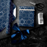 Star of David Pattern | Navy Blue and Silver Wrapping Paper<br><div class="desc">Minimal classic silver Bar/Bat Mitzvah and Hanukkah modern Star of David against a solid background creates an elegant,  sophisticated design. For other coordinating colours or matching products,  visit JustFharryn @ Zazzle.com or contact the designer,  c/o Fharryn@yahoo.com  All rights reserved. #zazzlemade #christmasdecor</div>
