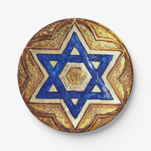 Star of David Plates, 7" Round Paper Plate
