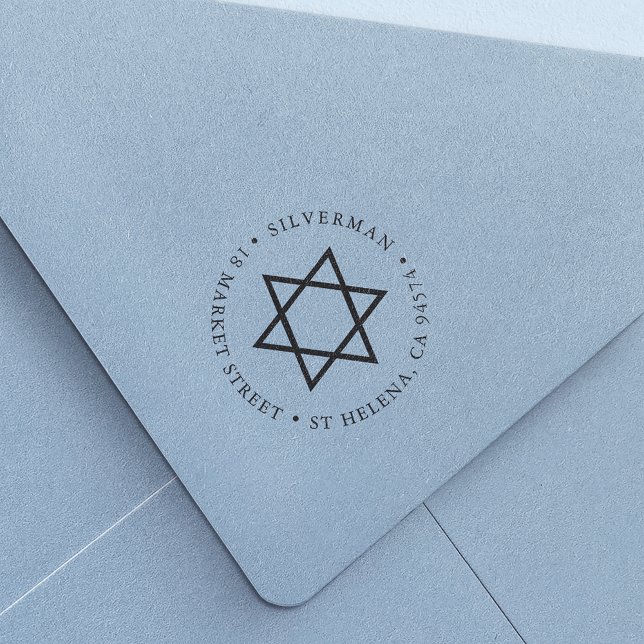 Star of David Round Return Address Self-inking Stamp (Creator Uploaded)