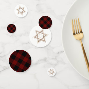 Star of David   Rustic Buffalo Red and Black Plaid Confetti