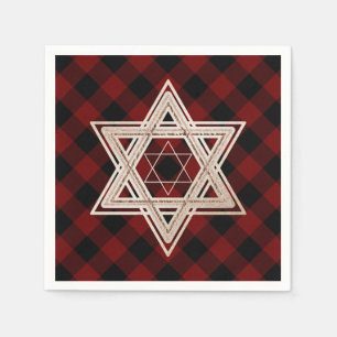 Star of David Rustic Buffalo Red and Black Plaid Napkin