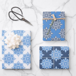 Star of David Snowflakes Hanukkah Set Wrapping Paper Sheet