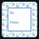 Star of David Square Sticker<br><div class="desc">These fabulous gift tags would look great on all your Hanukkah gifts. They are so festive with blue turquoise and yellow Stars of David in all different sizes. They'll look so cute on your gifts.</div>