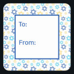 Star of David Square Sticker<br><div class="desc">These fabulous gift tags would look great on all your Hanukkah gifts. They are so festive with blue turquoise and yellow Star of Davids in all different sizes. They'll look so cute on your gifts.</div>
