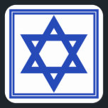 Star of David Sticker<br><div class="desc">Square sticker with an image of a deep blue Star of David and a double deep blue border on white. See matching round sticker,  confetti,  label and wrapping paper. See the entire Hanukkah Sticker collection under the CARDS & STICKERS category in the HOLIDAYS section.</div>