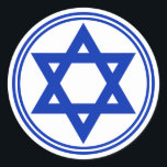 Star of David Sticker<br><div class="desc">Round sticker with an image of a royal blue Star of David and a double royal blue border on white. See matching square sticker, confetti, label and wrapping paper. See the entire Hanukkah Sticker collection under the CARDS & STICKERS category in the HOLIDAYS section.</div>