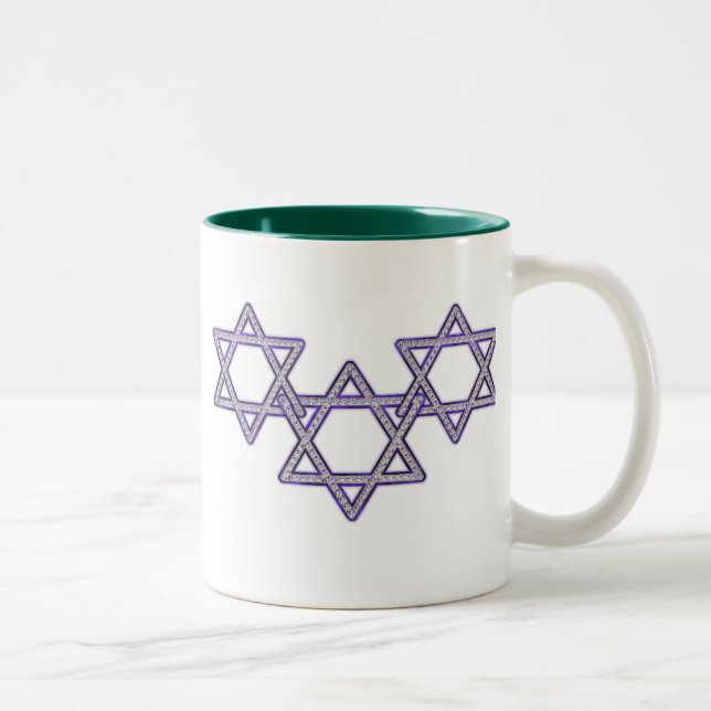Star Of David Trio Two-Tone Coffee Mug (Right)