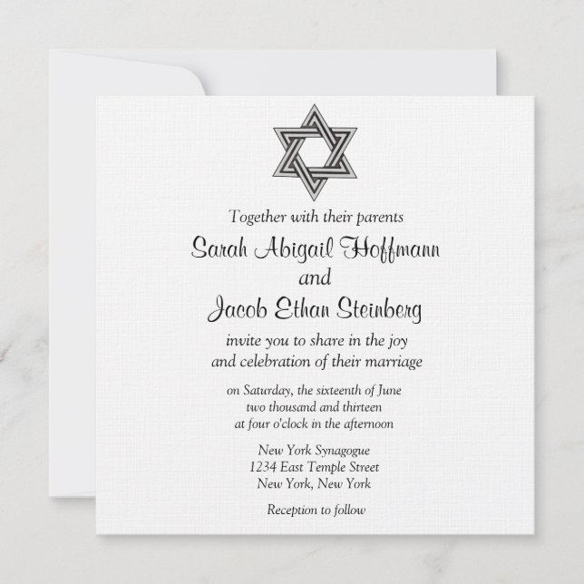 Star of David Wedding Invitations (Front)