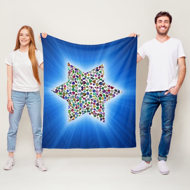 Star of David with Gemstones Fleece Blanket (In Situ)