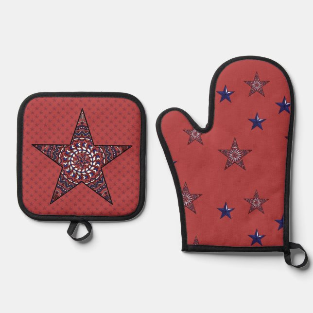 Star of Independence Oven Mitt & Pot Holder Set (Front)