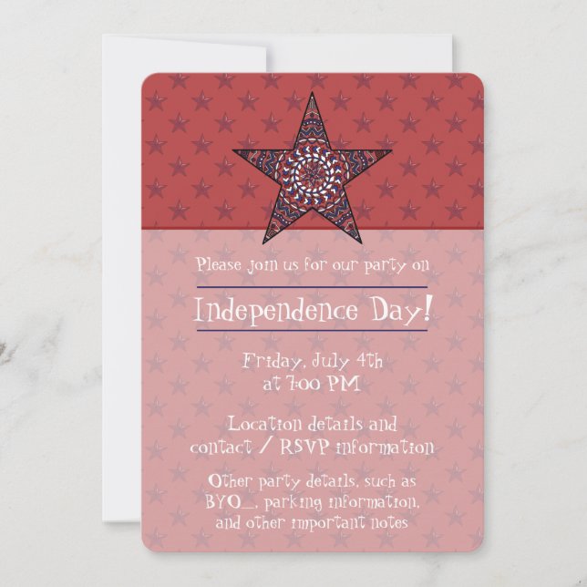 Star of Independence Party Invitation (Front)