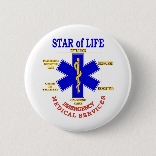 STAR of LIFE 6 Cm Round Badge (Front)