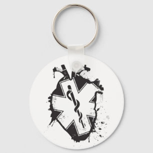 star of life anatomical heart key ring