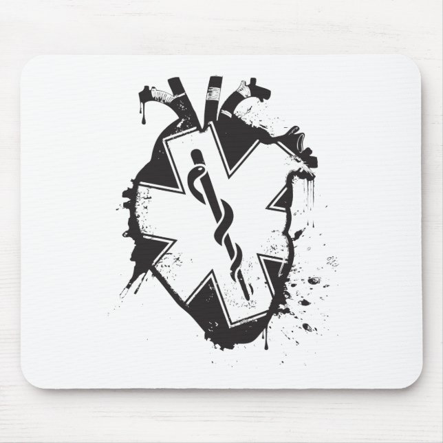 star of life anatomical heart mouse pad (Front)