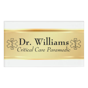 Star of Life EMT Paramedic Personalised EMS Gold Name Tag