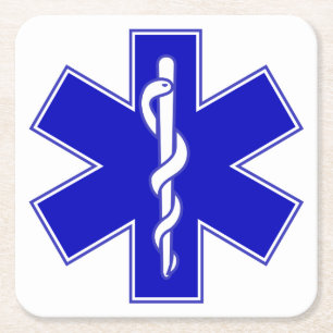 Star of Life (EMT) Square Paper Coaster