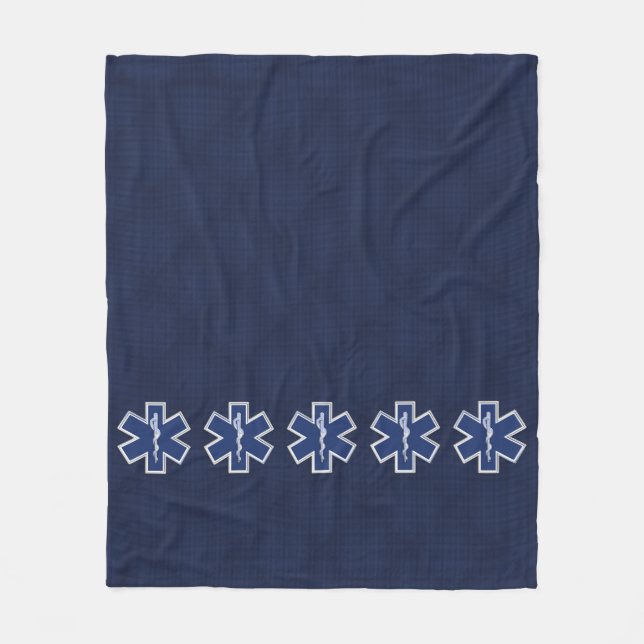 Star of Life Paramedic Carbon Fibre Style Fleece Blanket (Front)