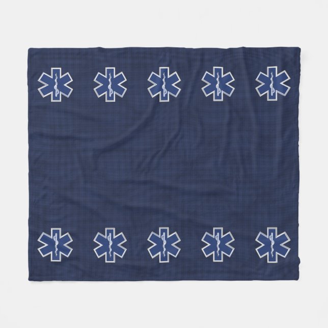 Star of Life Paramedic Carbon Fibre Style Fleece Blanket (Front (Horizontal))