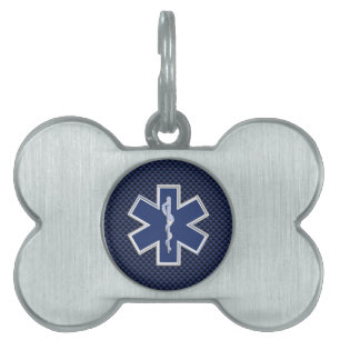 Star of Life Paramedic Carbon Fibre Style Pet Tag
