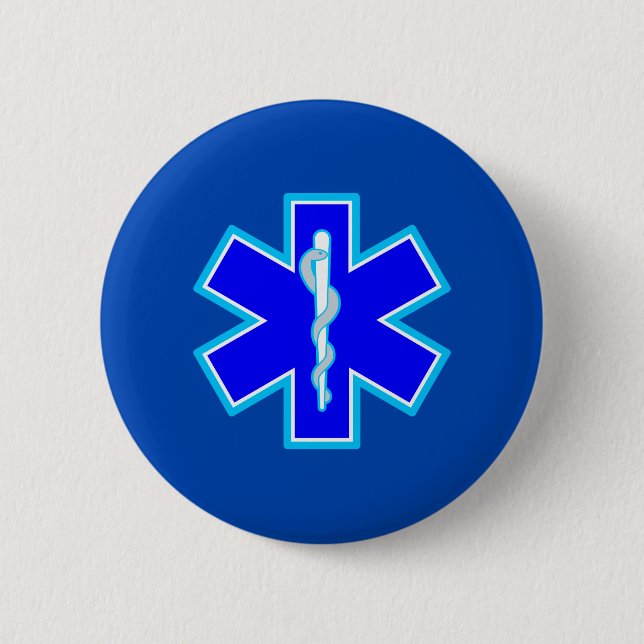 Star of Life Paramedic Emergency Medical Services 6 Cm Round Badge (Front)