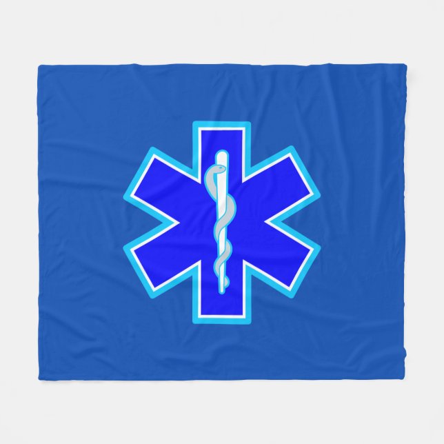 Star of Life Paramedic Emergency Medical Services Fleece Blanket (Front (Horizontal))