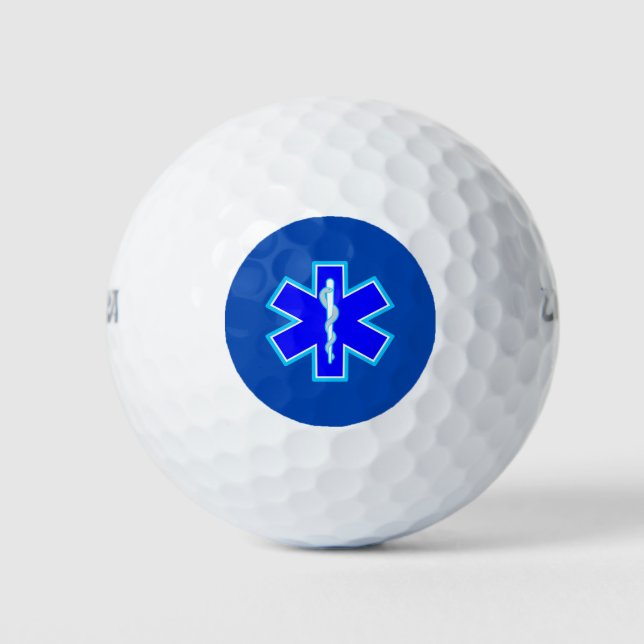 Star of Life Paramedic Emergency Medical Services Golf Balls (Front)