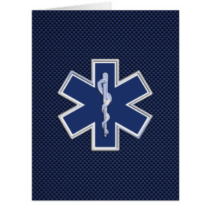 Star of Life Paramedic EMS on Blue Carbon Fibre