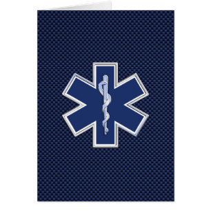 Star of Life Paramedic EMS on Blue Carbon Fibre