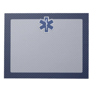 Star of Life Paramedic EMS on Blue Carbon Fibre Notepad