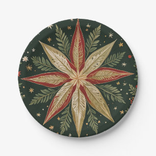 Star of Wonder Floral Paper Plate