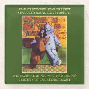 STAR OF WONDER Glass Drink Coaster + Lyrics /Green