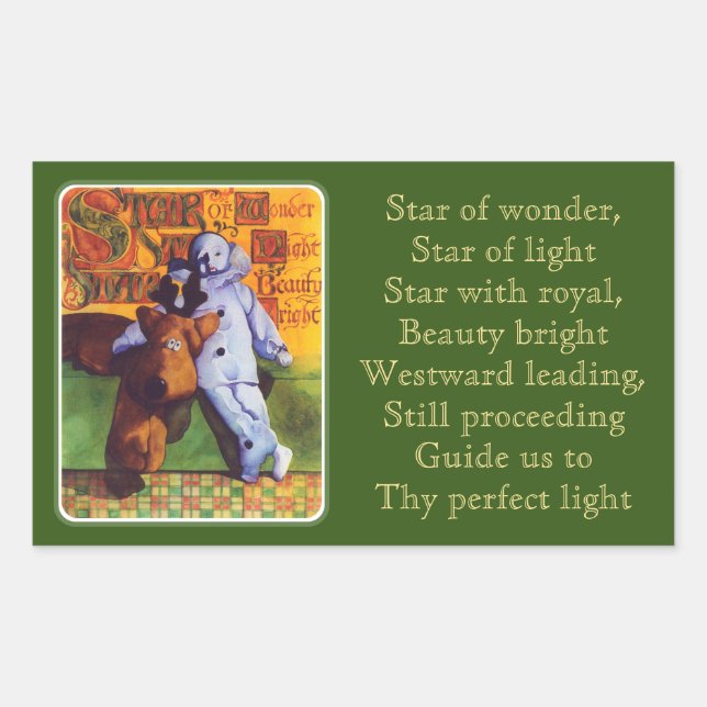 STAR OF WONDER Green Rectangle Stickers (Front)