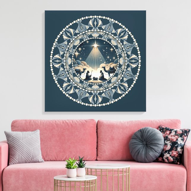 Star of Wonder Nativity Dot Mandal Canvas Art (Insitu(LivingRoom))