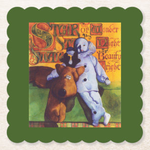 STAR OF WONDER Scalloped Paper Coasters / Green