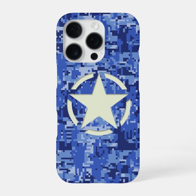 Star on Navy Camo Background iPhone Case (Back)