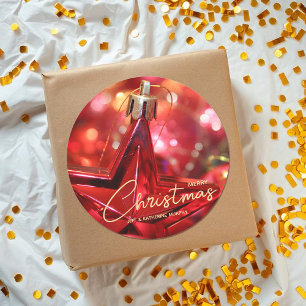 Star Ornament Christmas Classic Round Sticker