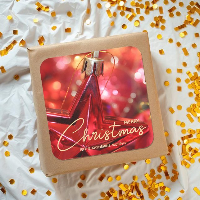 Star Ornament Christmas Square Sticker (Star Ornament Christmas Classic 3" Square Stickers (smaller size, too))