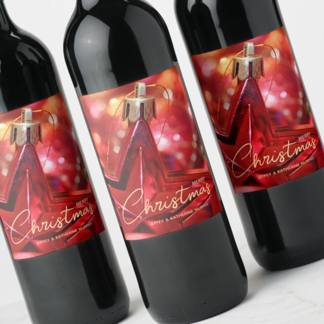 Star Ornament Christmas Wine Label (Creator Uploaded)