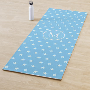 Star Pattern and Monogram on Turquoise Yoga Mat