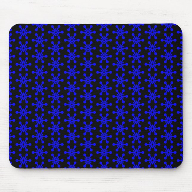 Star Pattern - Blue on Black Mouse Pad (Front)