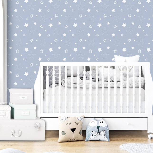 Star Pattern Blue Sky Nursery Kids Boy Wallpaper (Star Pattern Blue Sky Nursery Kids Boy Wallpaper)