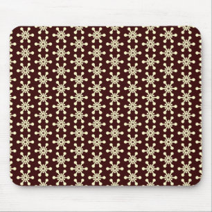 Star Pattern - Cream on Dark Brown Mouse Pad