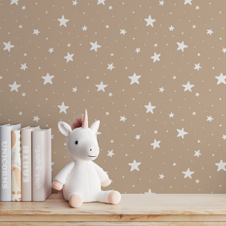 Star Pattern Dreamy Boho Kids Room Tan Brown Sky Wallpaper