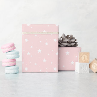 Star Pattern Dreamy Boho Print Pastel Pink Sky Wrapping Paper