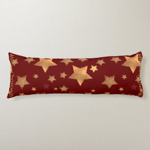 Star Pattern Gold Red Elegant Modern Christmas Body Cushion