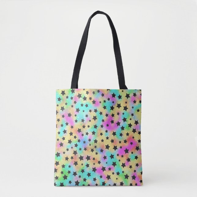 Star Pattern In 80s Colours Tote Bag (Front)