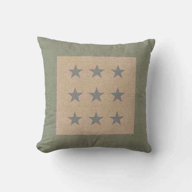 Star Pattern in Seafoam Green and Beach Blue Cushion (Front)